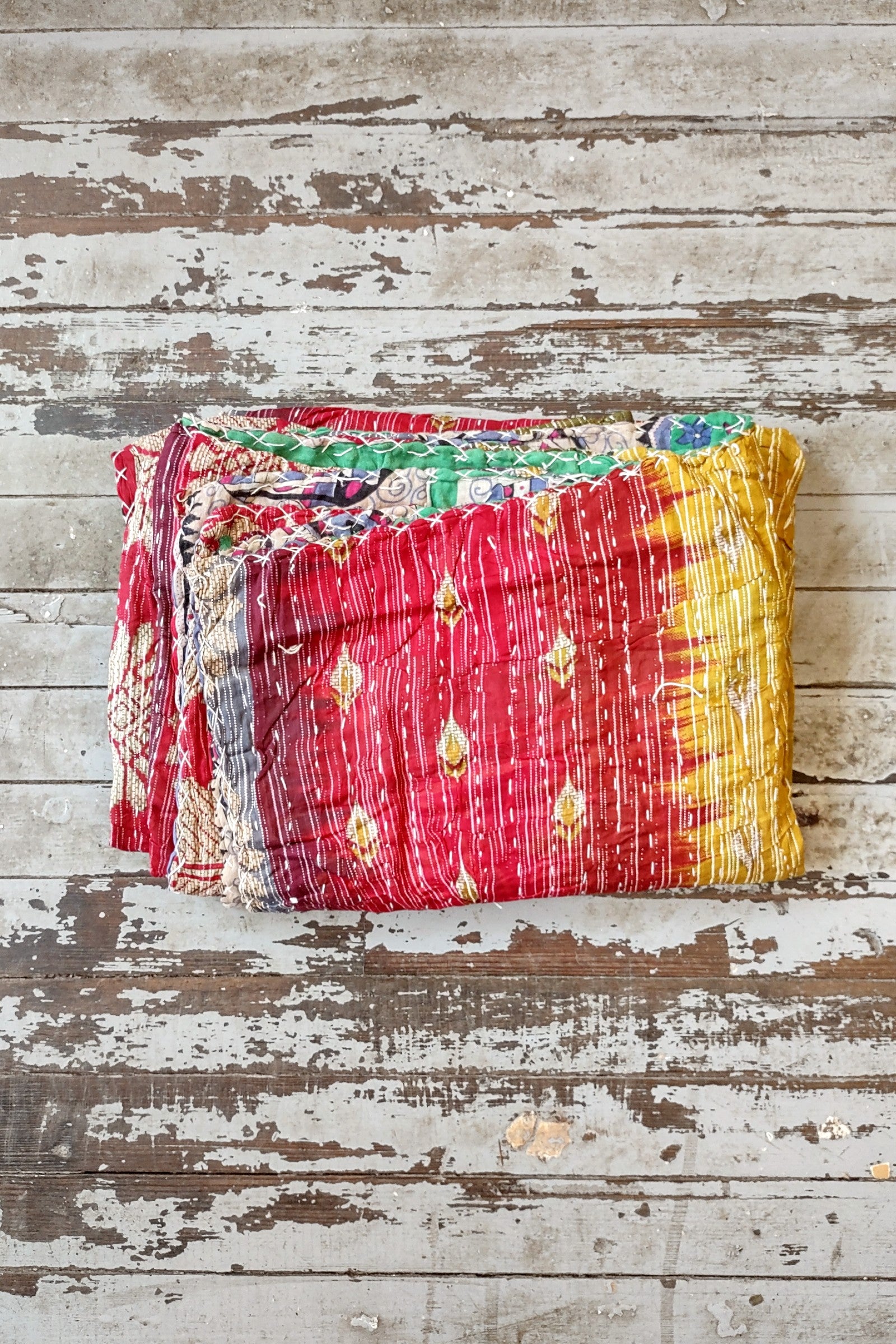 Kantha Sari Throw Blanket #1415