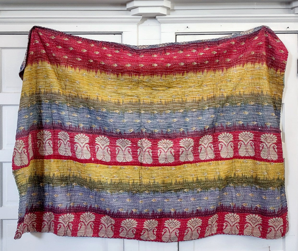 Kantha Sari Throw Blanket #1415