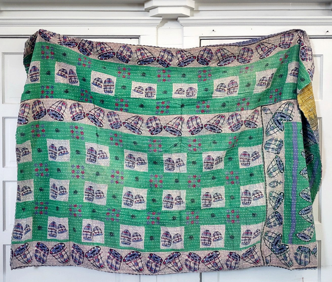 Kantha Sari Throw Blanket #1415