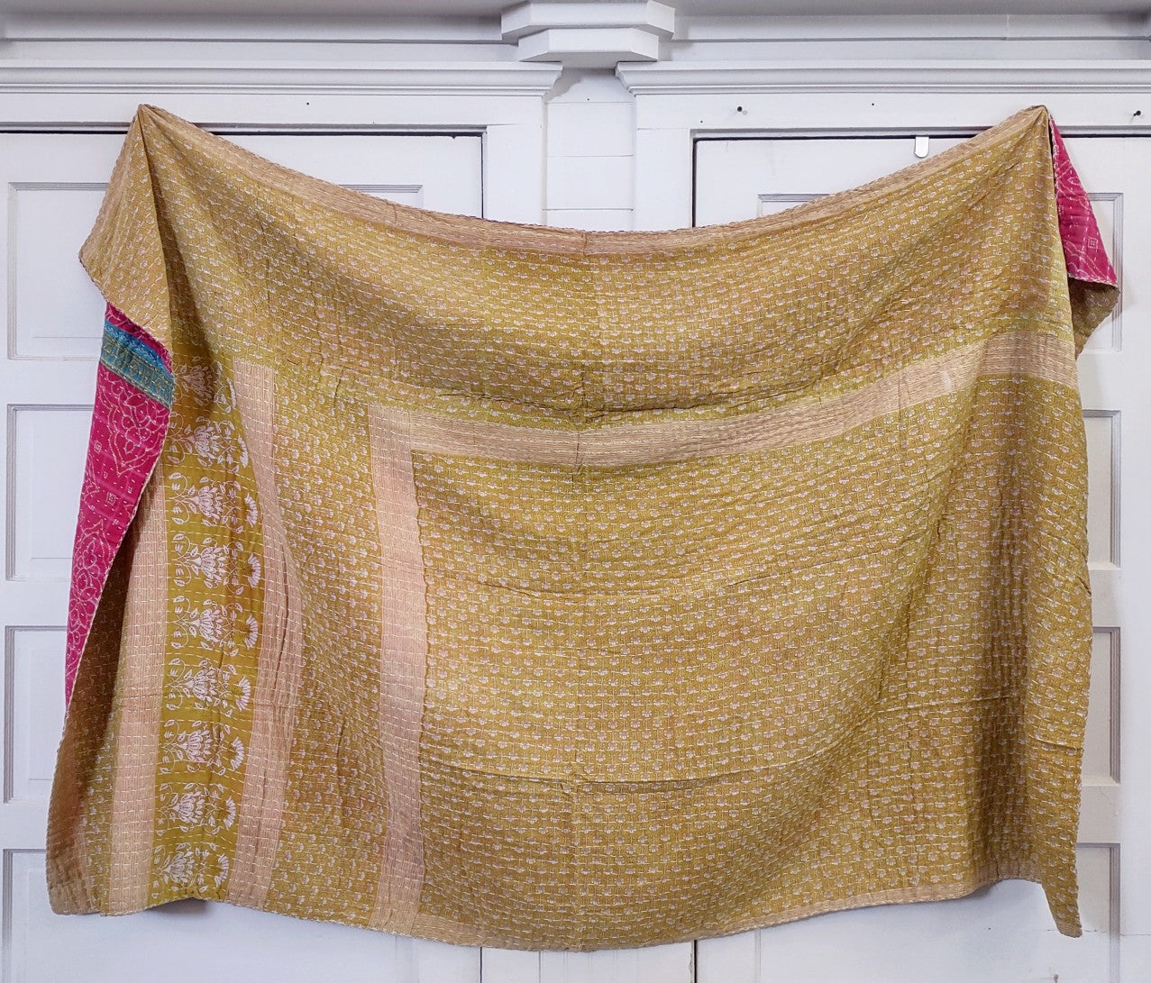 Kantha Sari Throw Blanket #1416