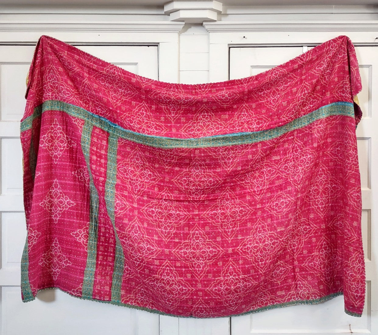 Kantha Sari Throw Blanket #1416