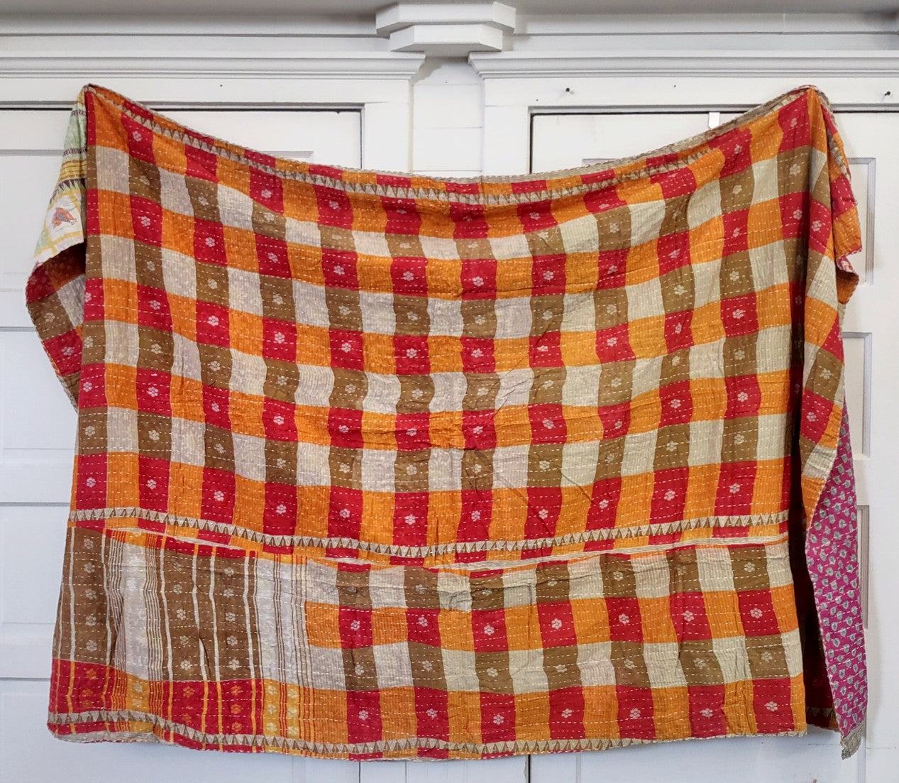 Kantha Sari Throw Blanket #1417