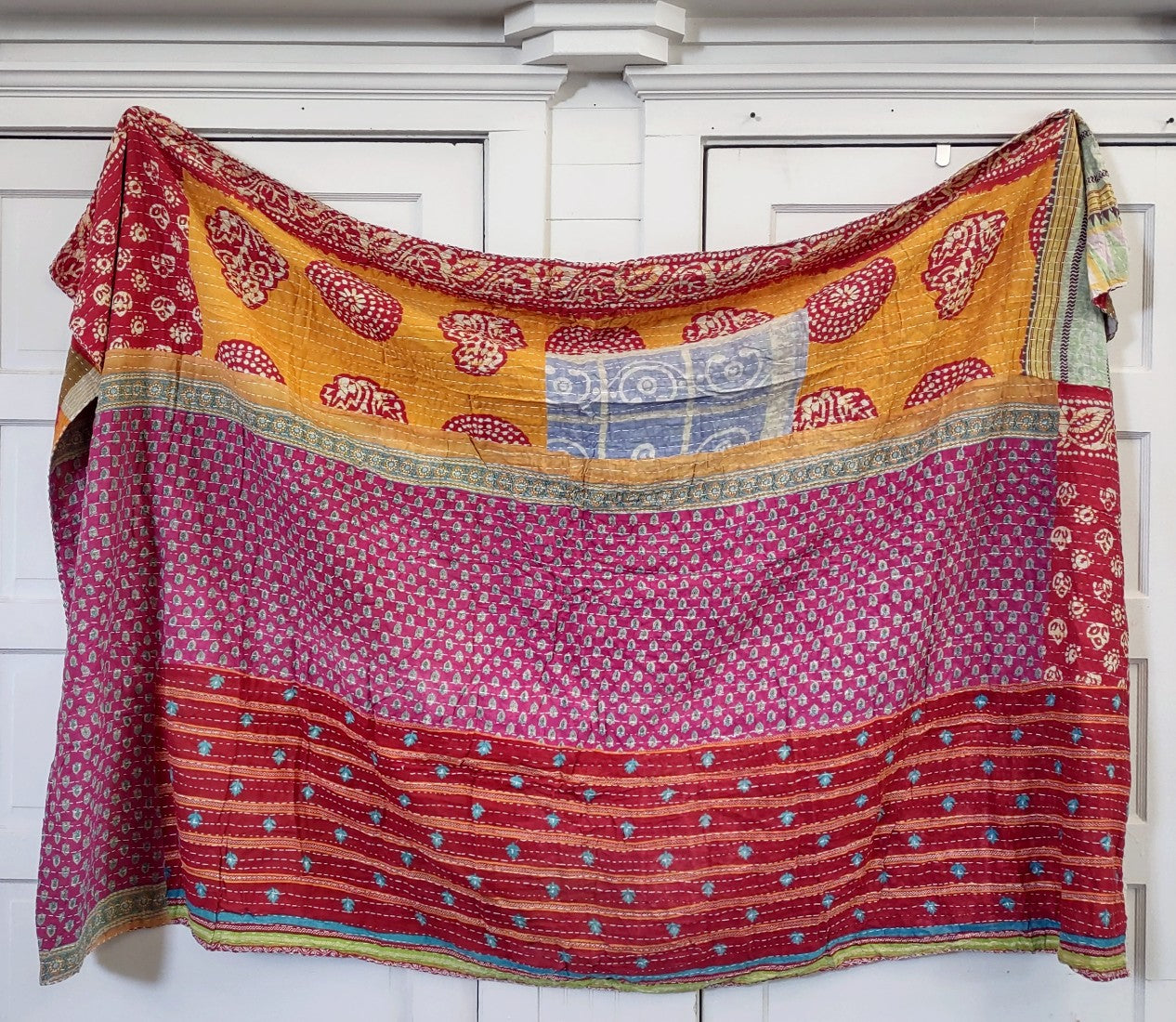 Kantha Sari Throw Blanket #1417