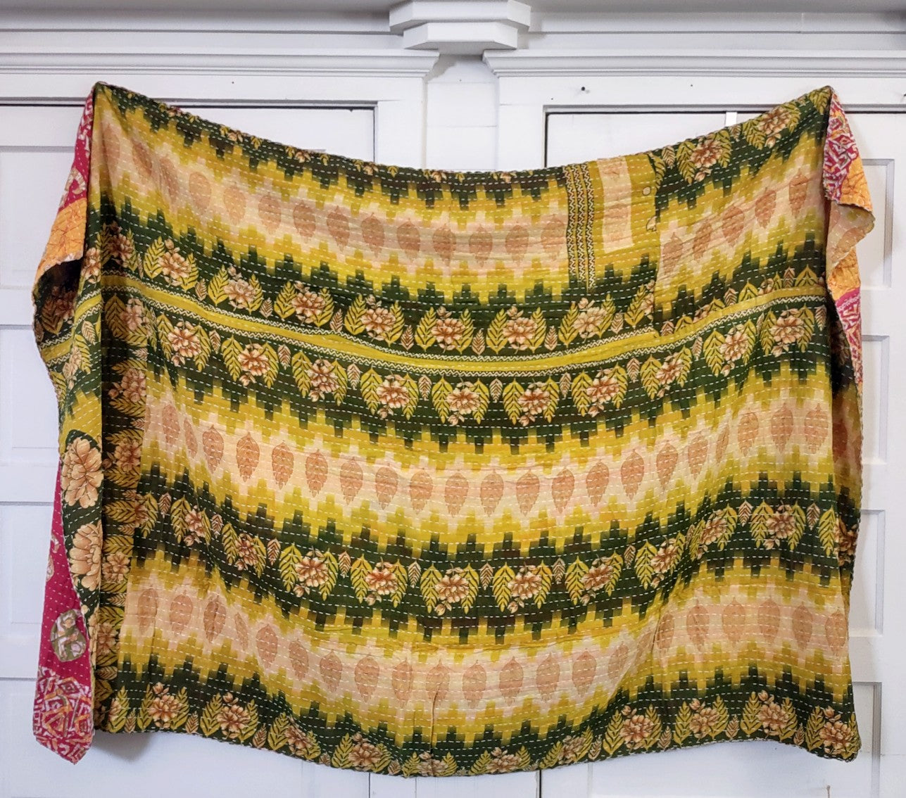 Kantha Sari Throw Blanket #1419