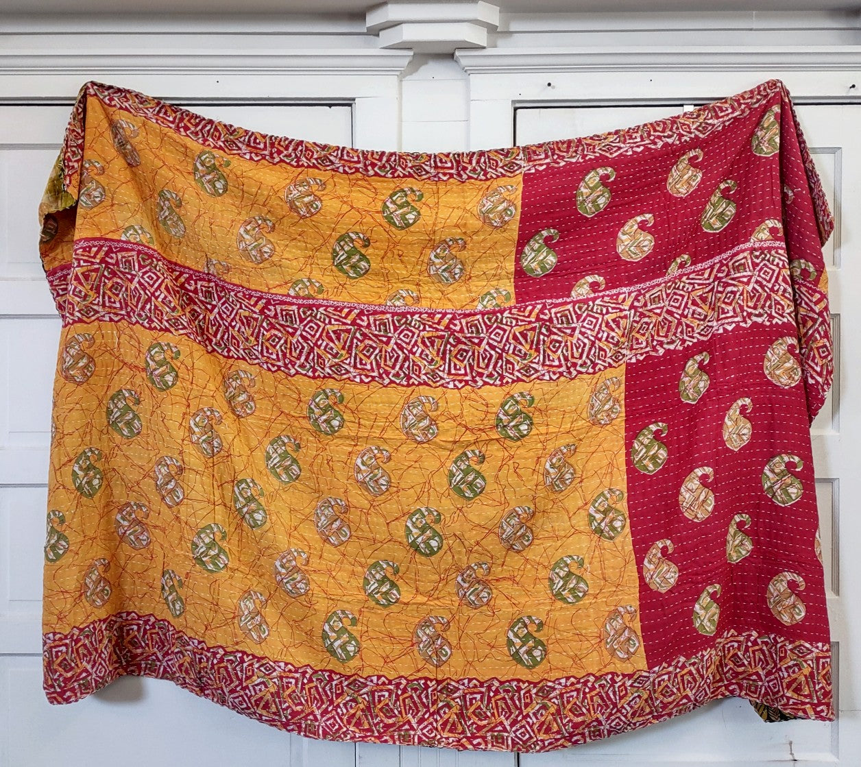 Kantha Sari Throw Blanket #1419