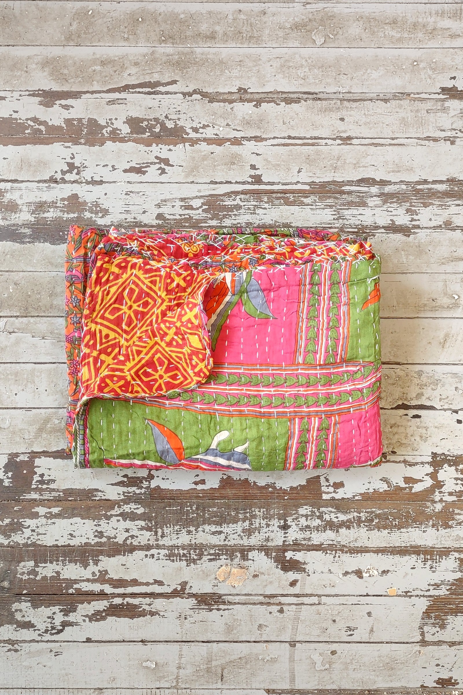 Kantha Sari Throw Blanket #1422