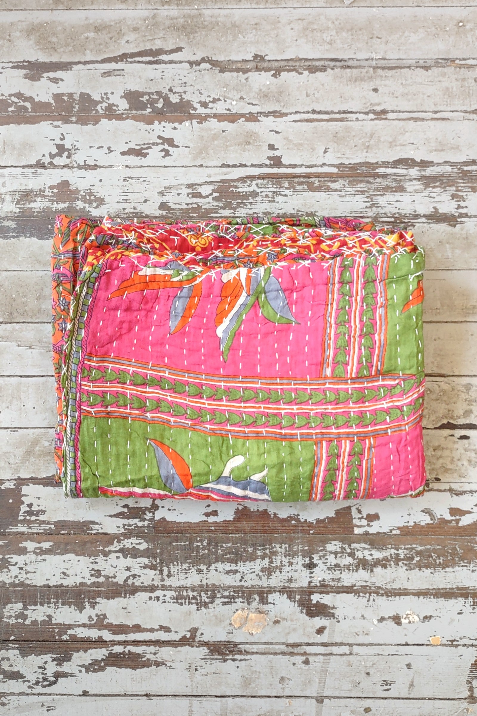 Kantha Sari Throw Blanket #1422