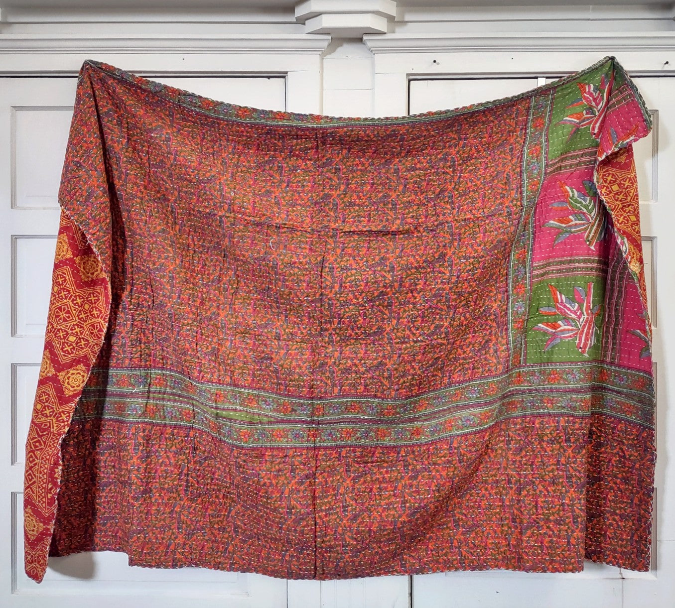 Kantha Sari Throw Blanket #1422