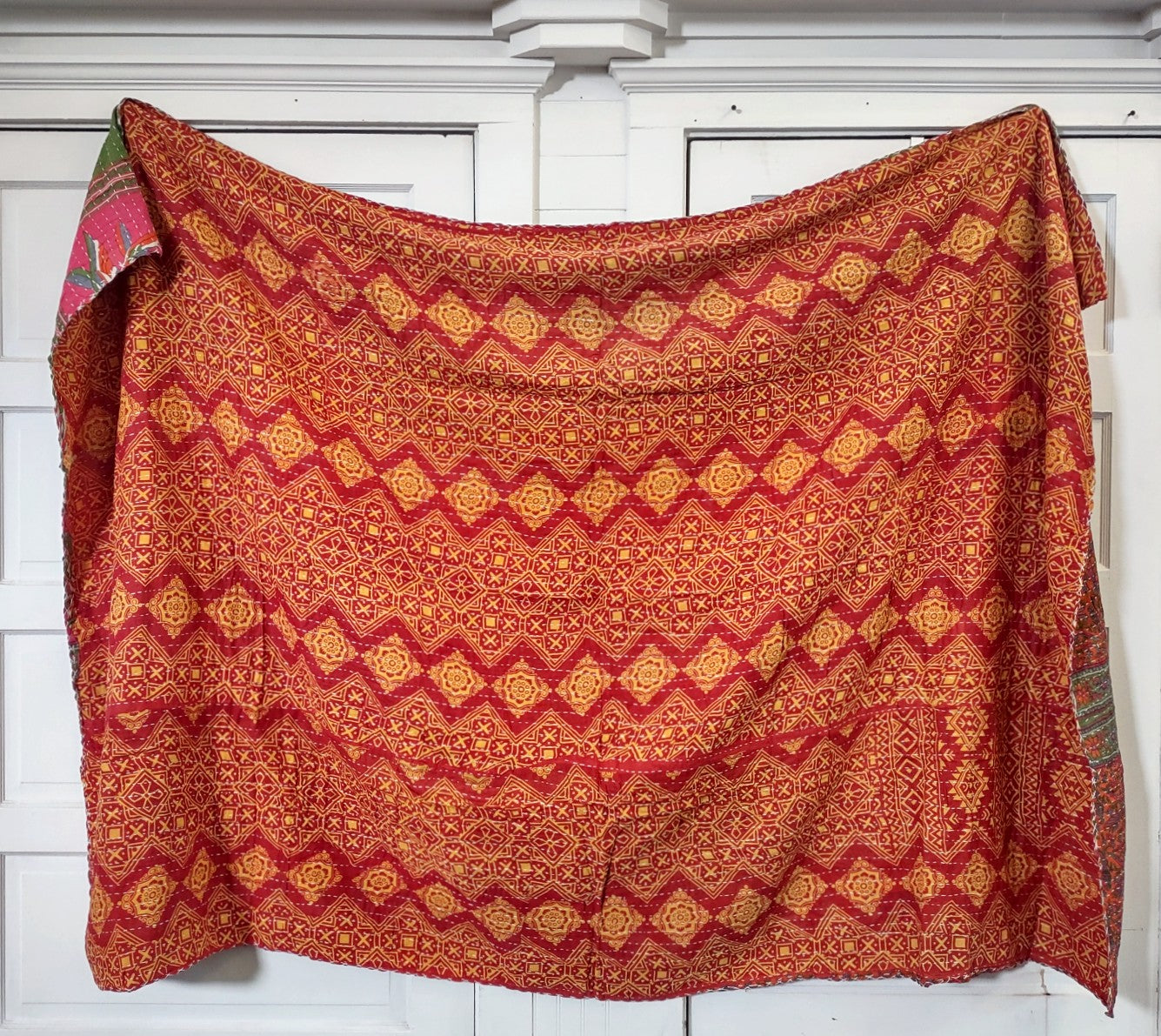 Kantha Sari Throw Blanket #1422