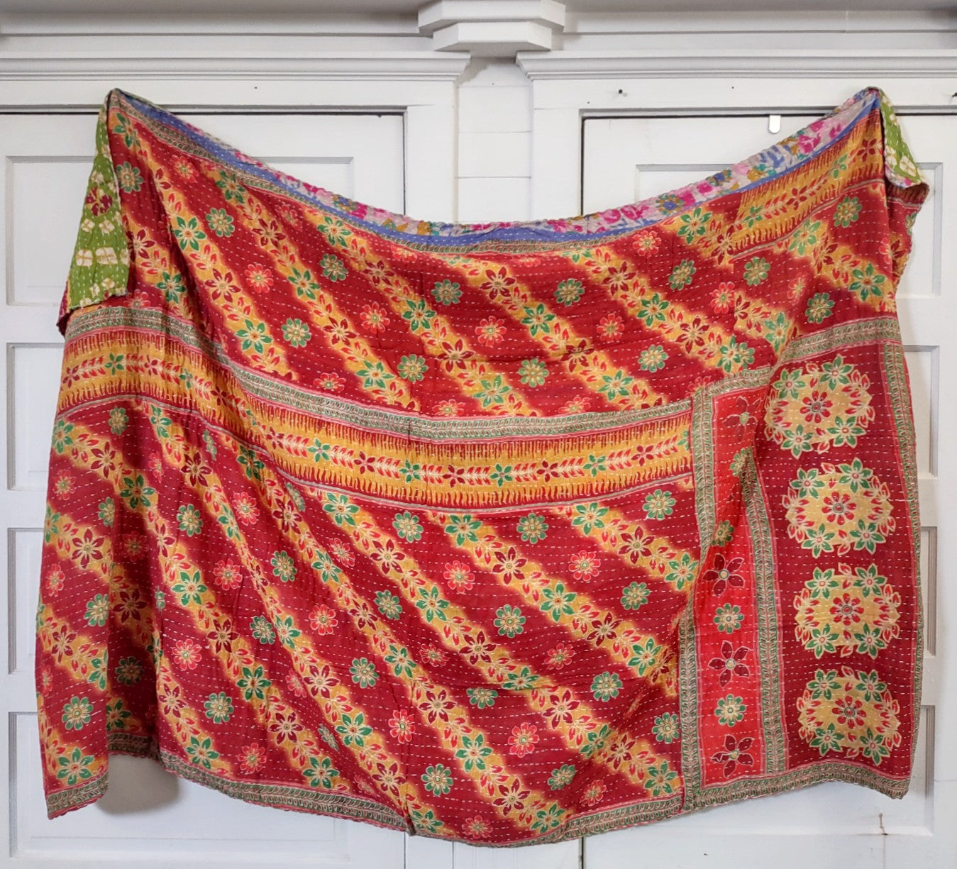 Kantha Sari Throw Blanket #1424