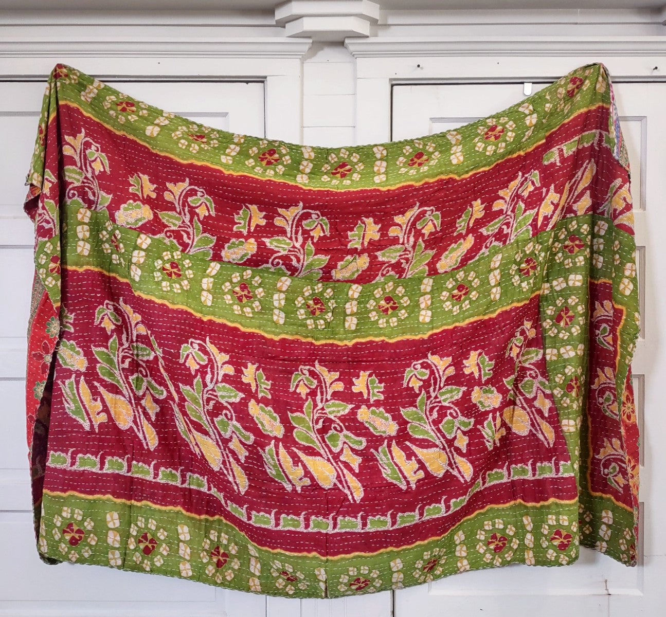 Kantha Sari Throw Blanket #1424