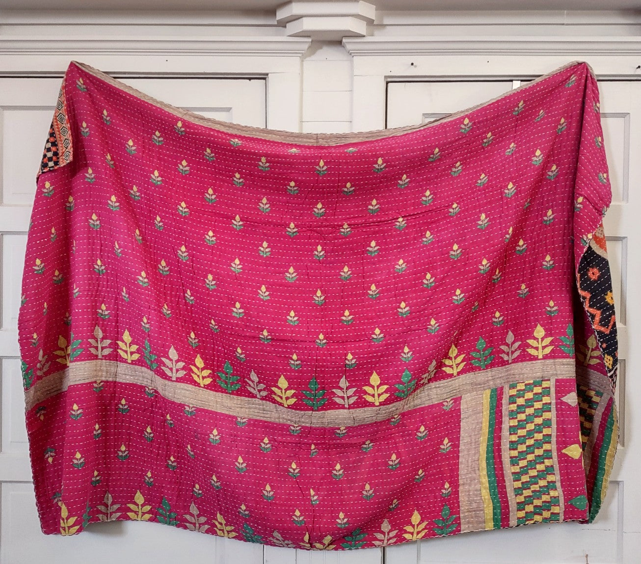 Kantha Sari Throw Blanket #1426