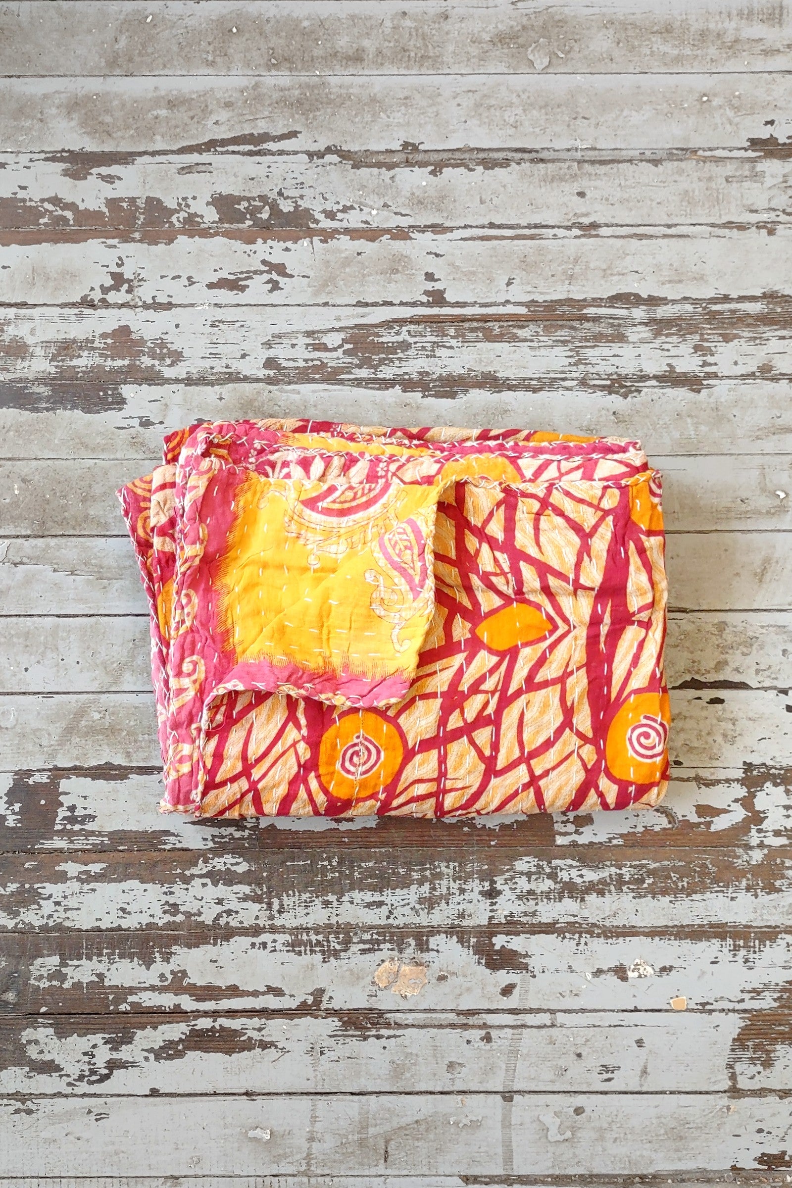 Kantha Sari Throw Blanket #1427