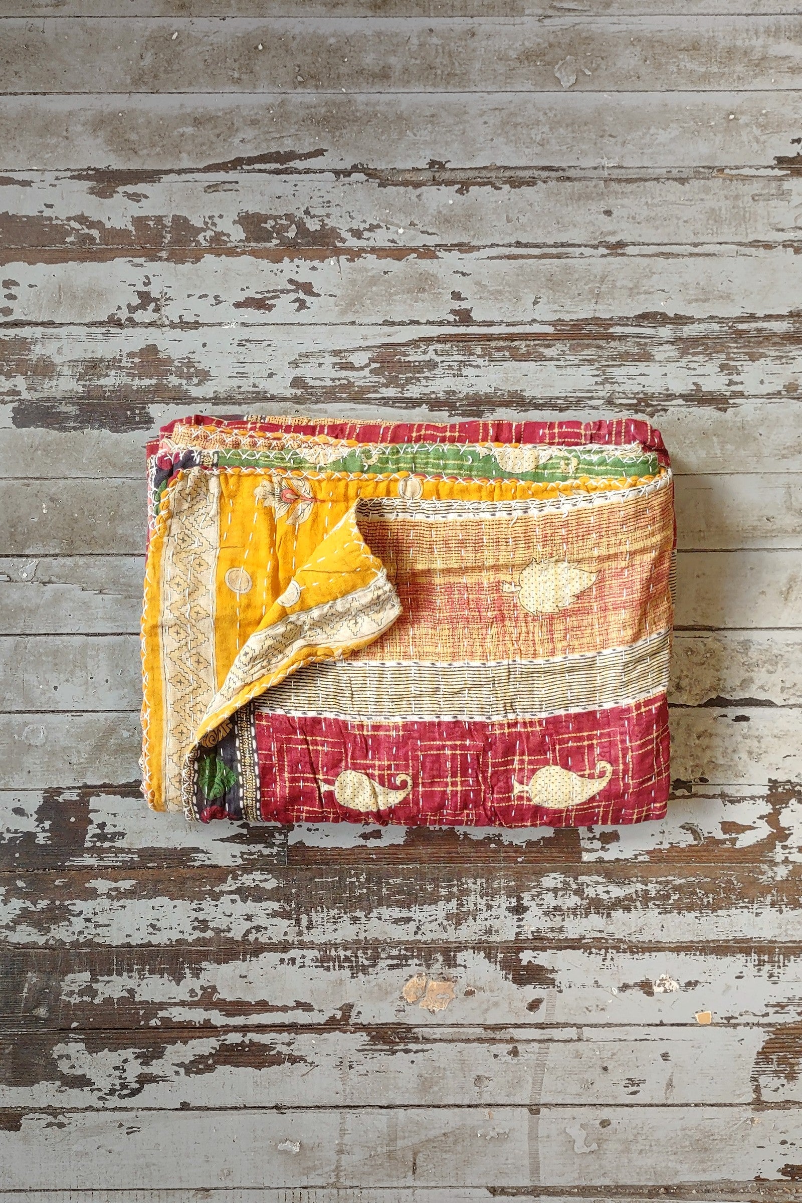 Kantha Sari Throw Blanket #1428