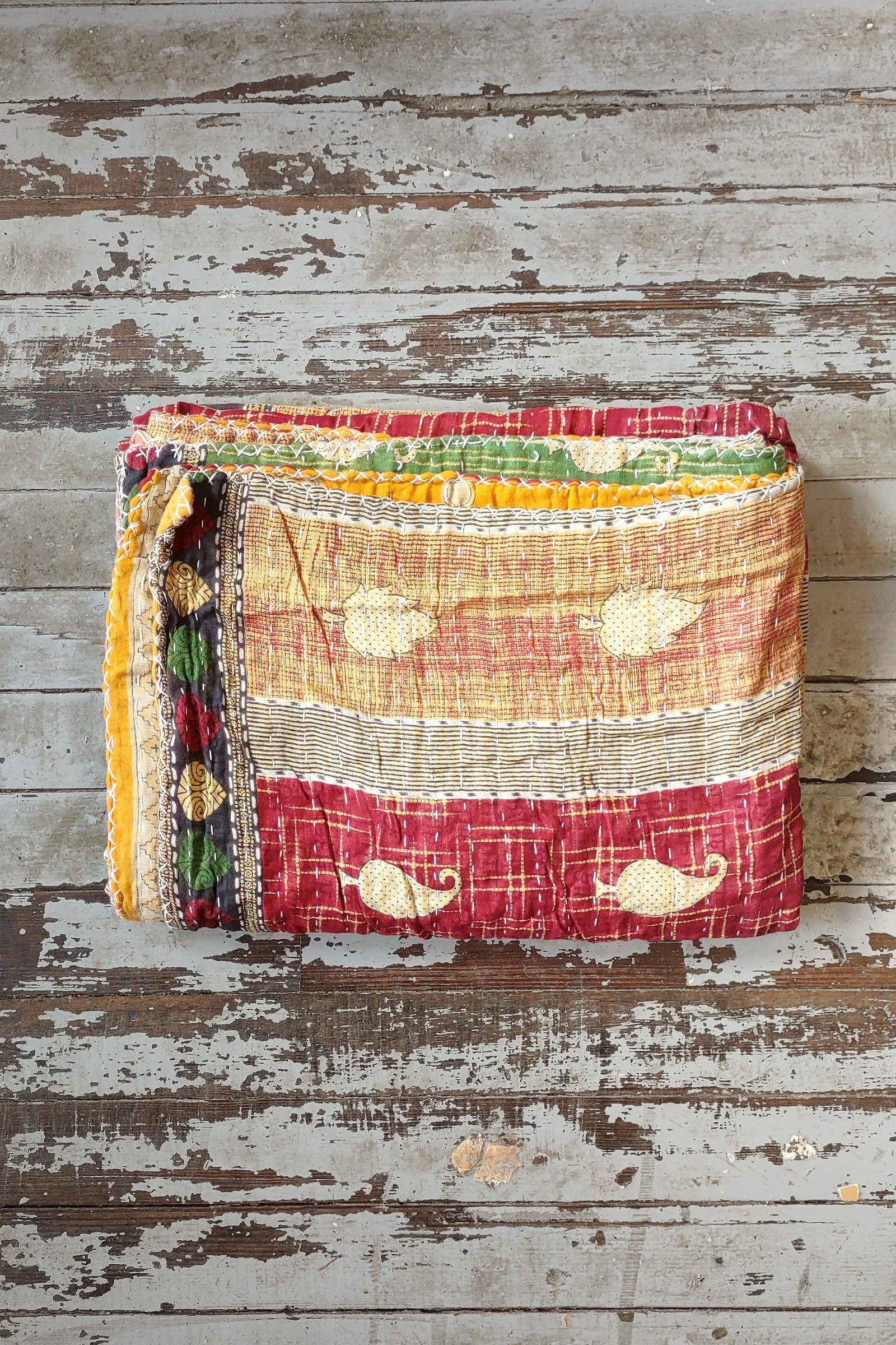 Kantha Sari Throw Blanket #1428