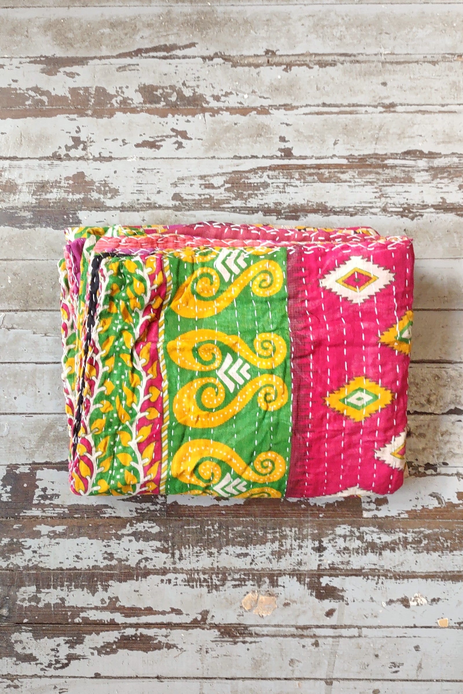 Kantha Sari Throw Blanket #1429