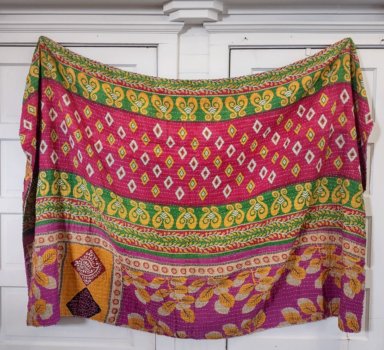 Kantha Sari Throw Blanket #1429