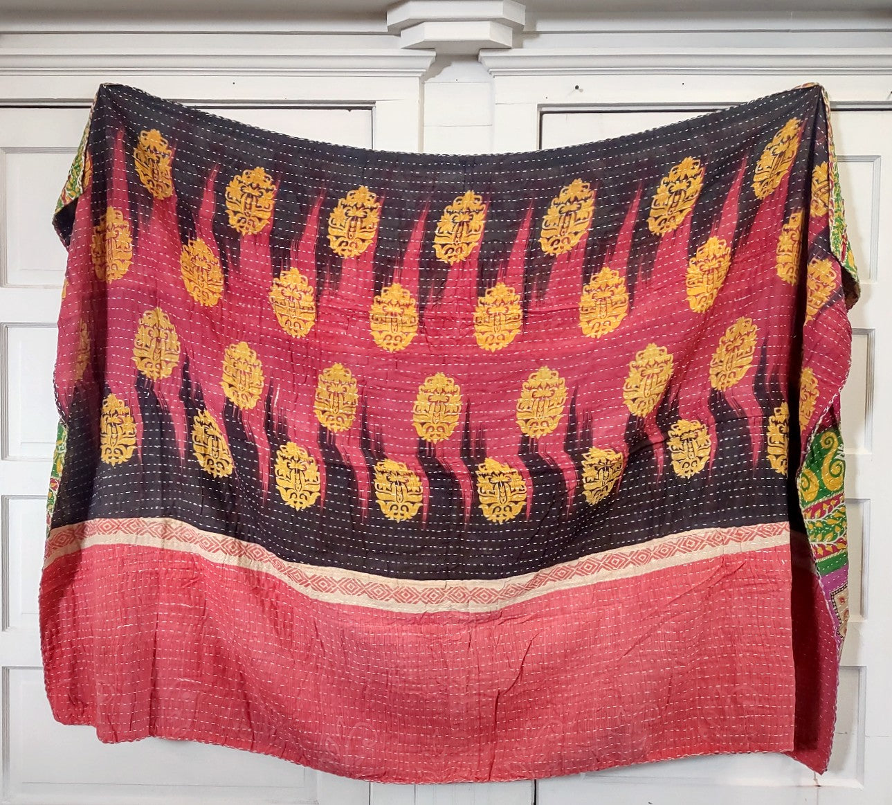 Kantha Sari Throw Blanket #1429