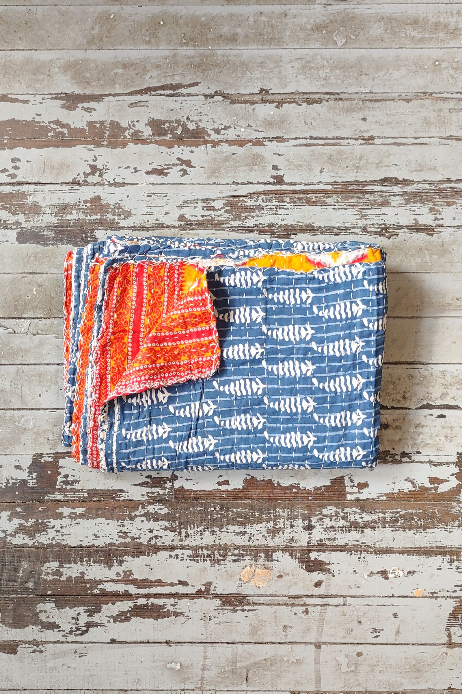 Kantha Sari Throw Blanket #1430