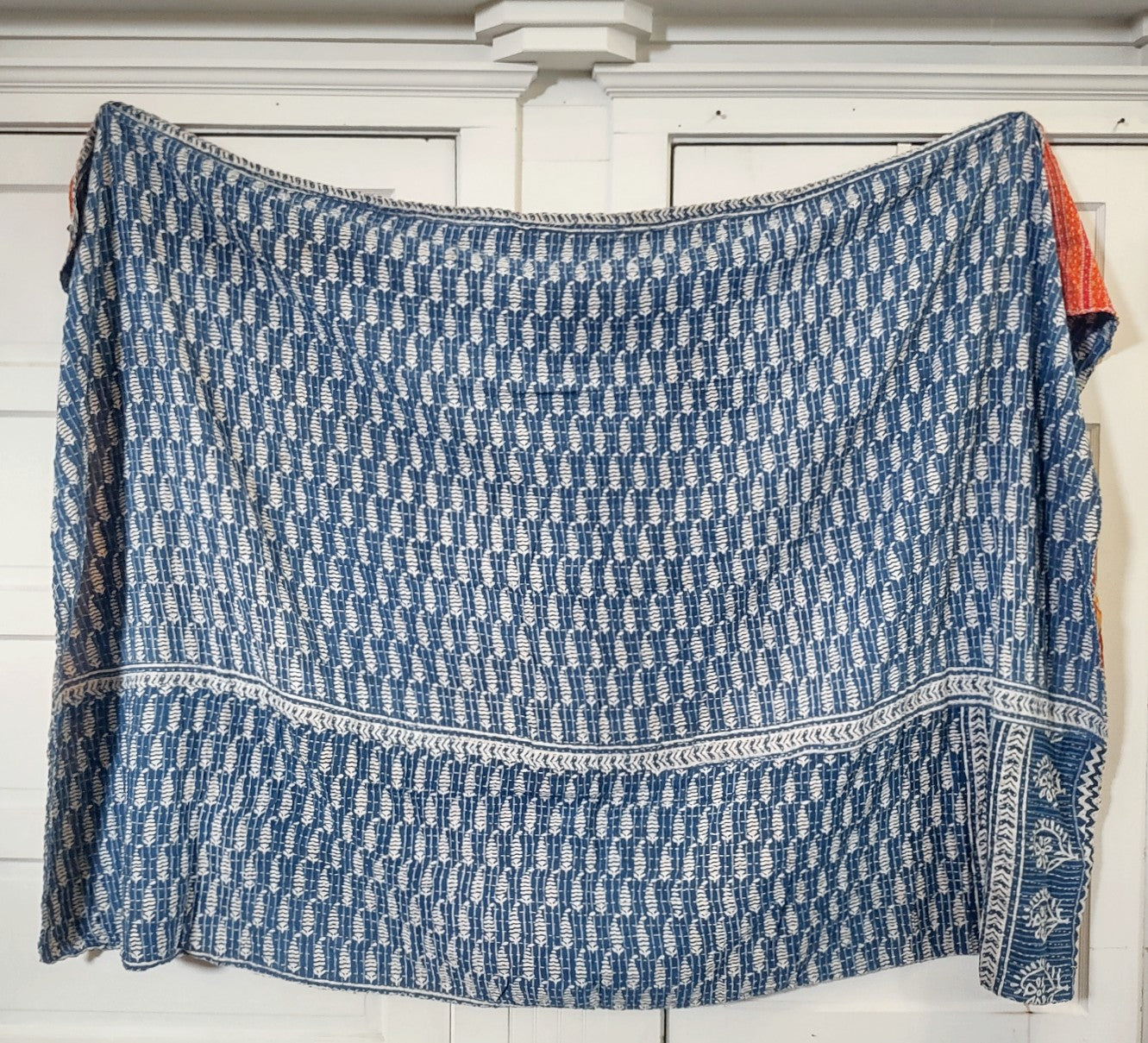 Kantha Sari Throw Blanket #1430