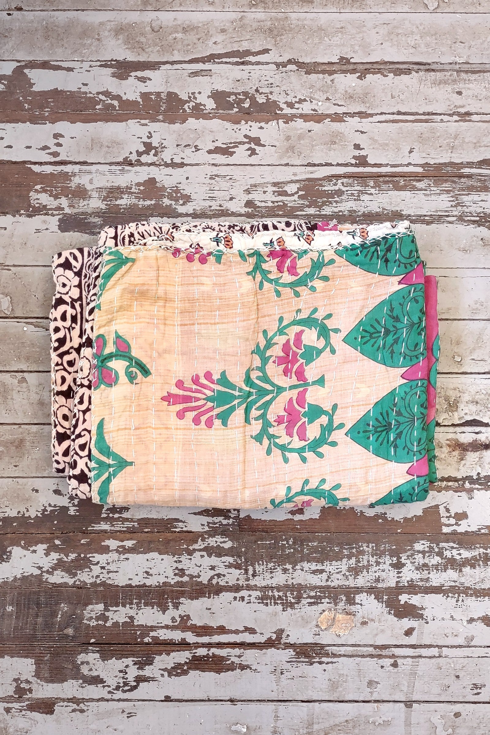 Kantha Sari Throw Blanket #1433