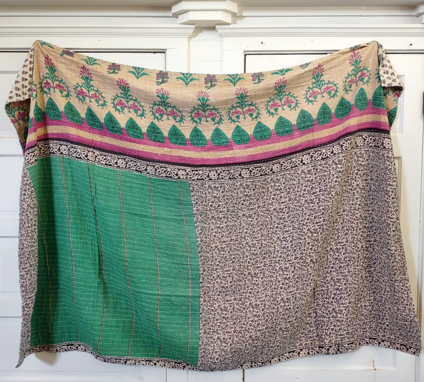 Kantha Sari Throw Blanket #1433