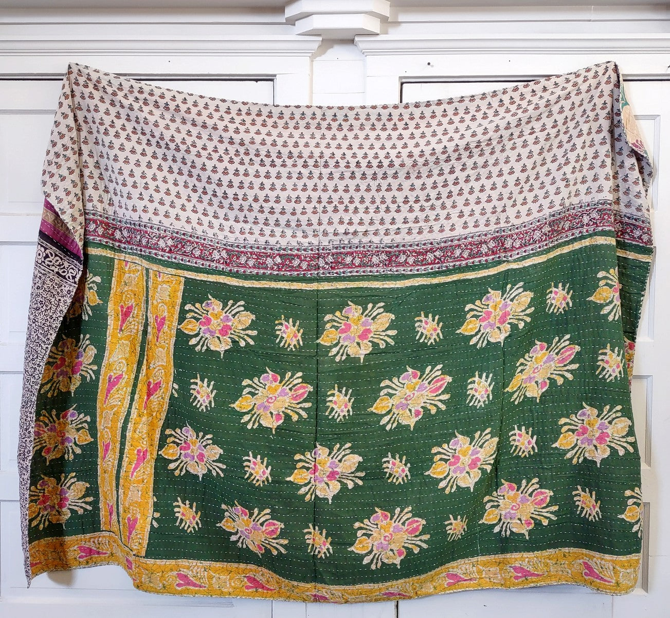 Kantha Sari Throw Blanket #1433