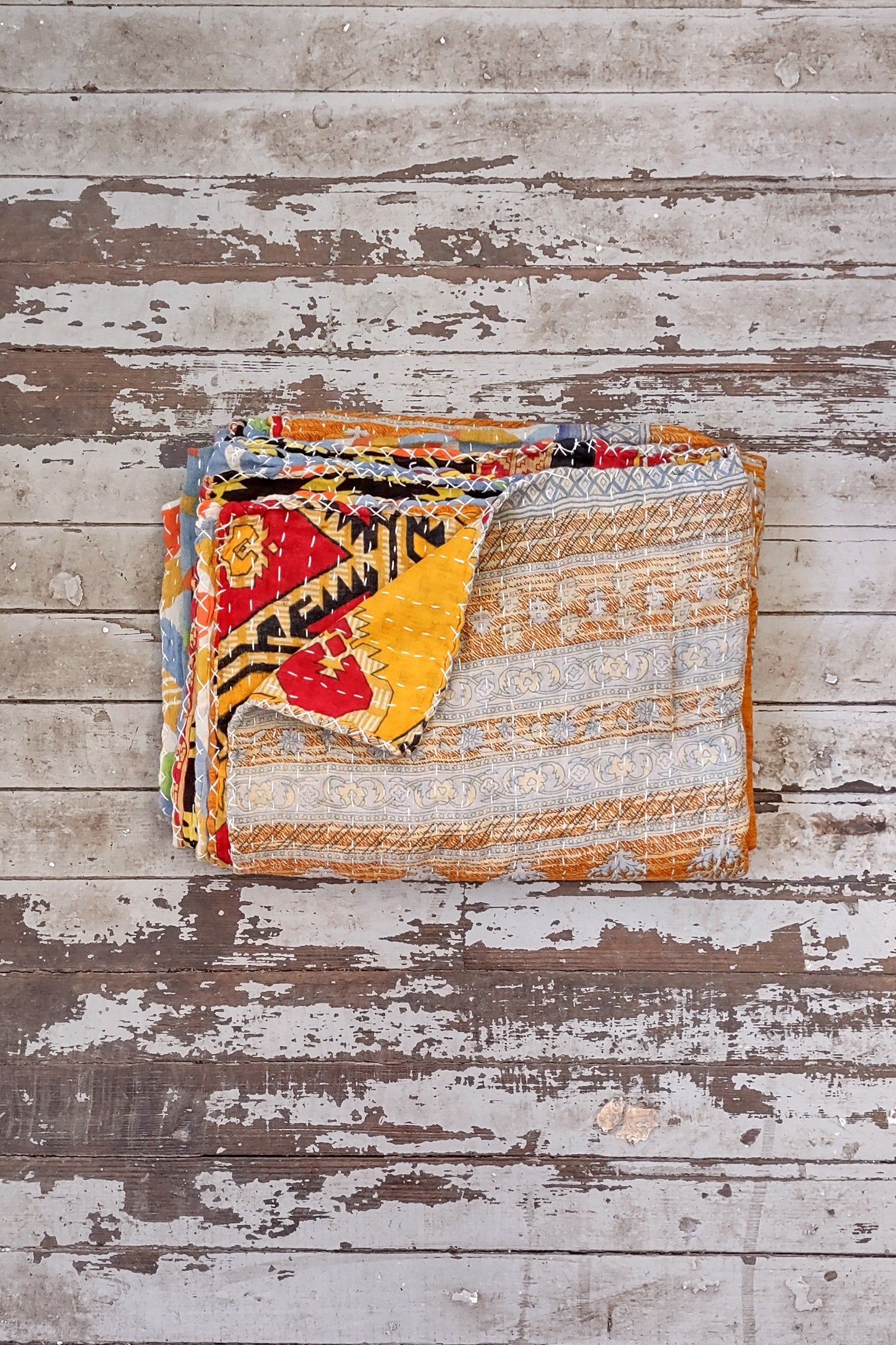 Kantha Sari Throw Blanket #1435