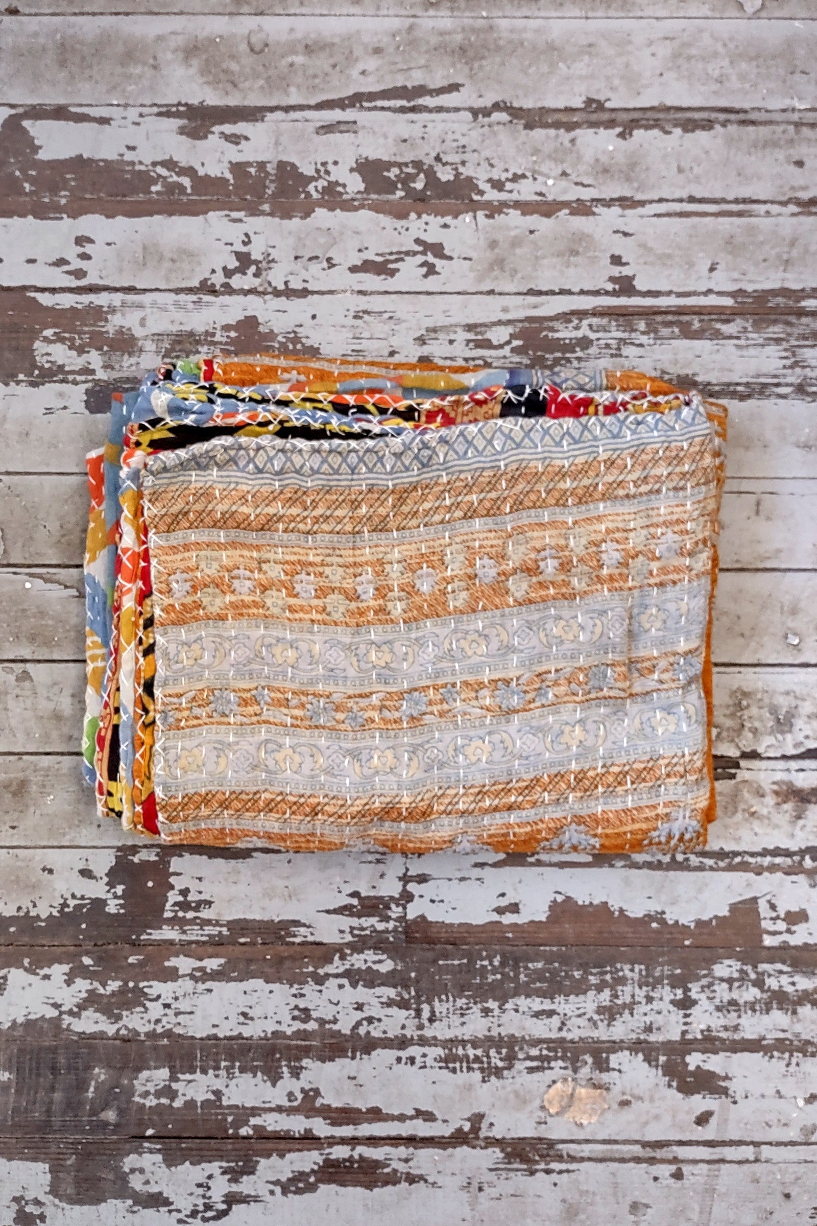 Kantha Sari Throw Blanket #1435