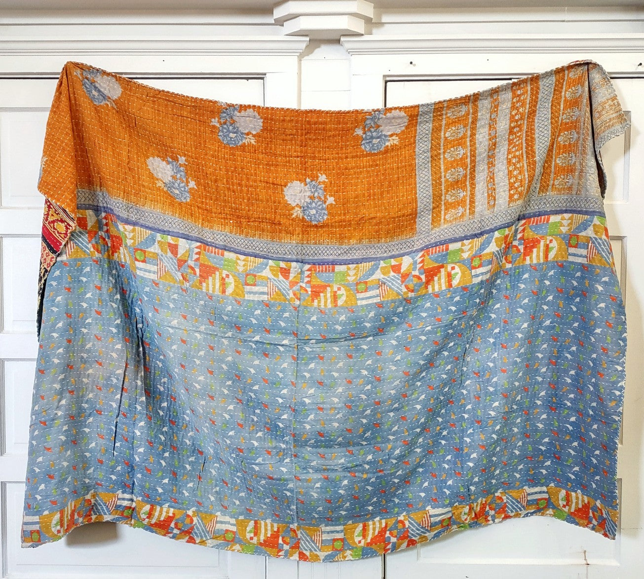 Kantha Sari Throw Blanket #1435