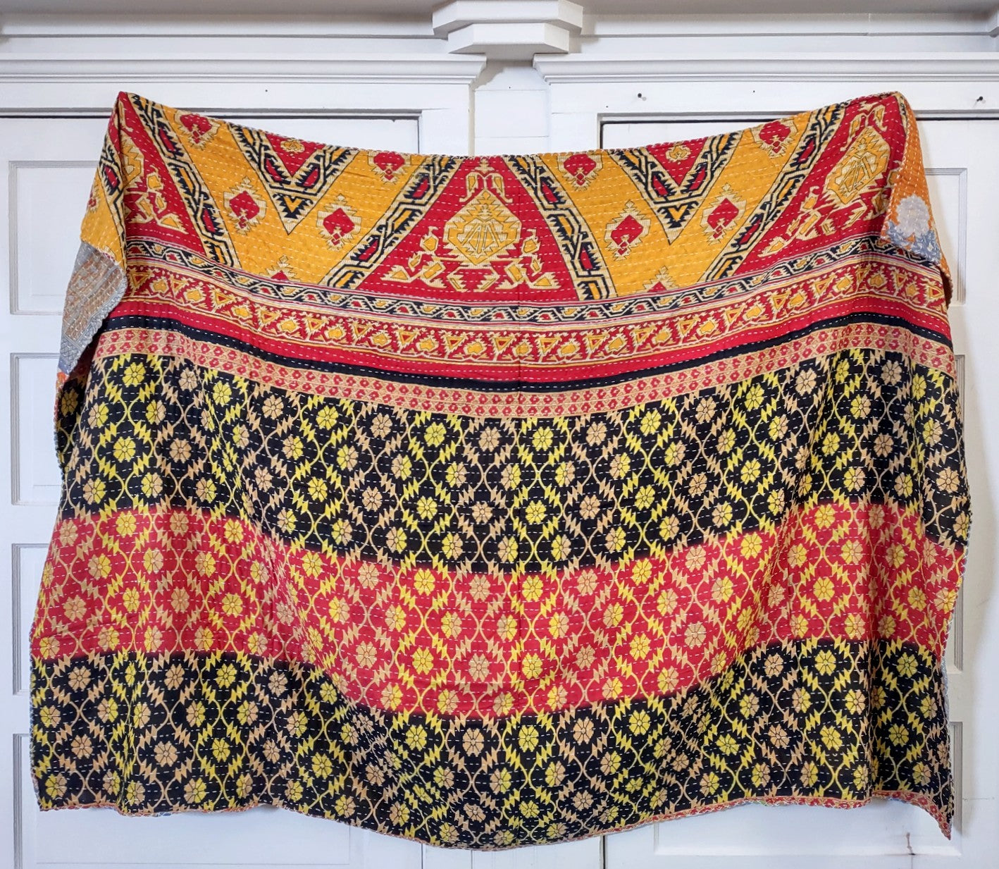 Kantha Sari Throw Blanket #1435