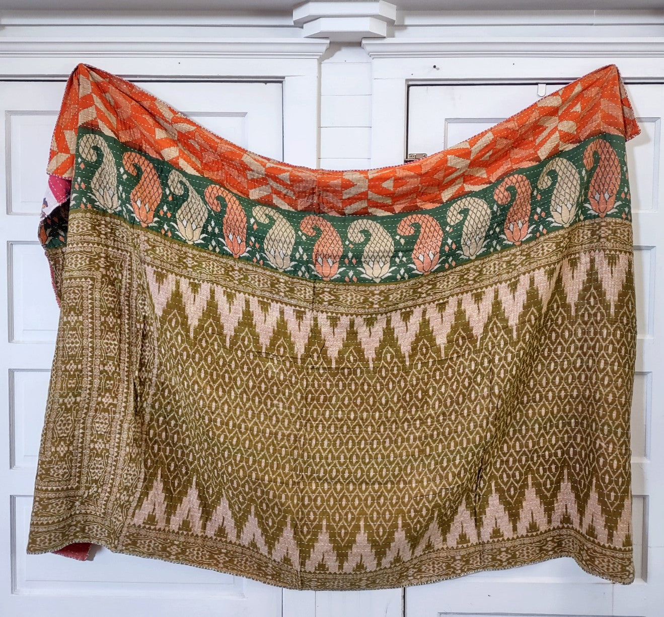 Kantha Sari Throw Blanket #1436