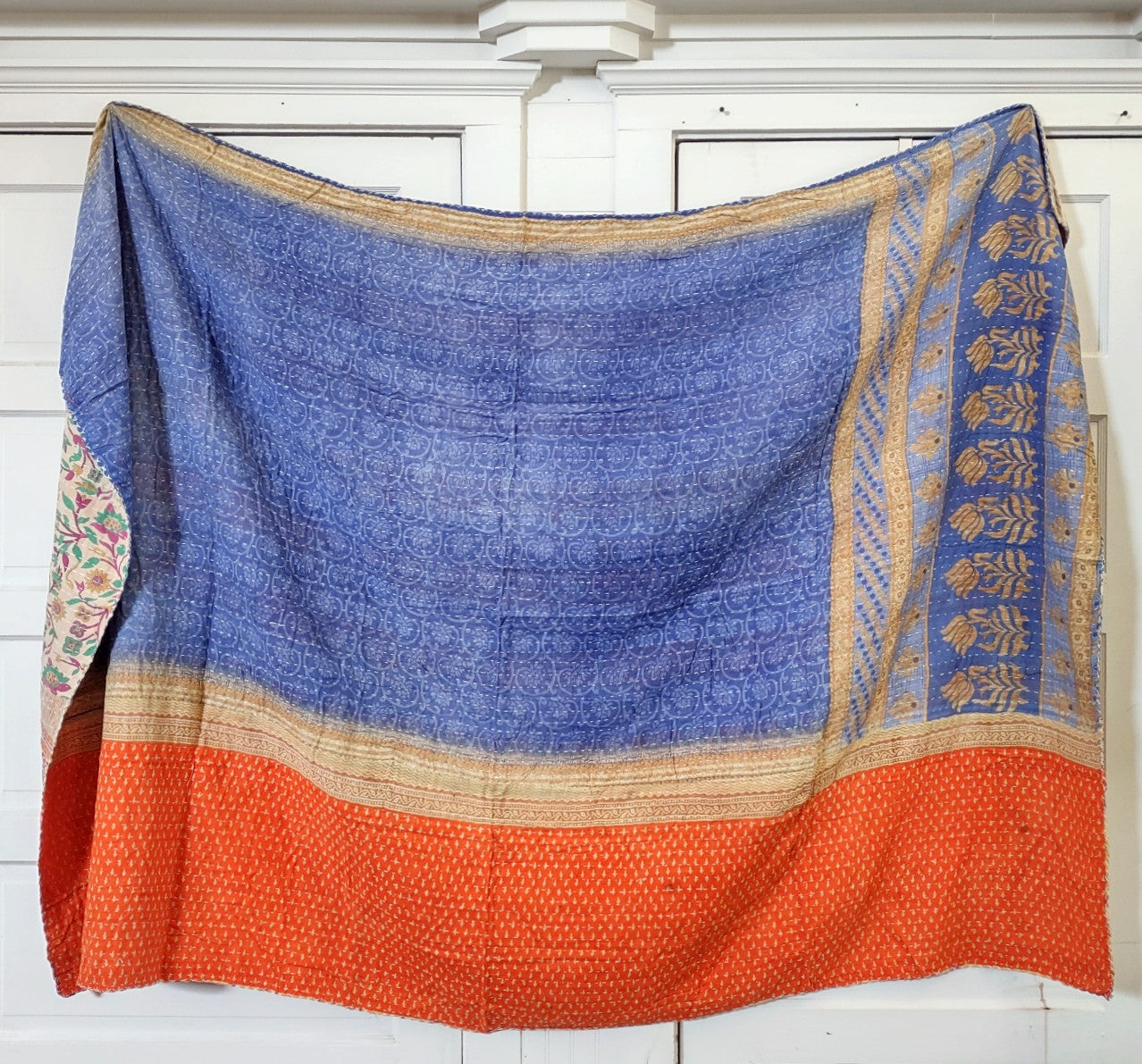 Kantha Sari Throw Blanket #1437