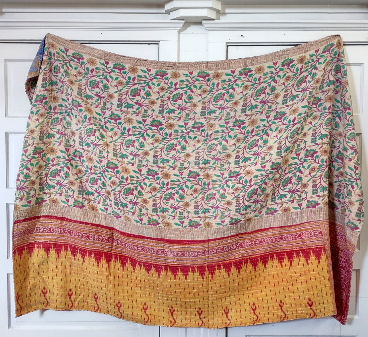 Kantha Sari Throw Blanket #1437