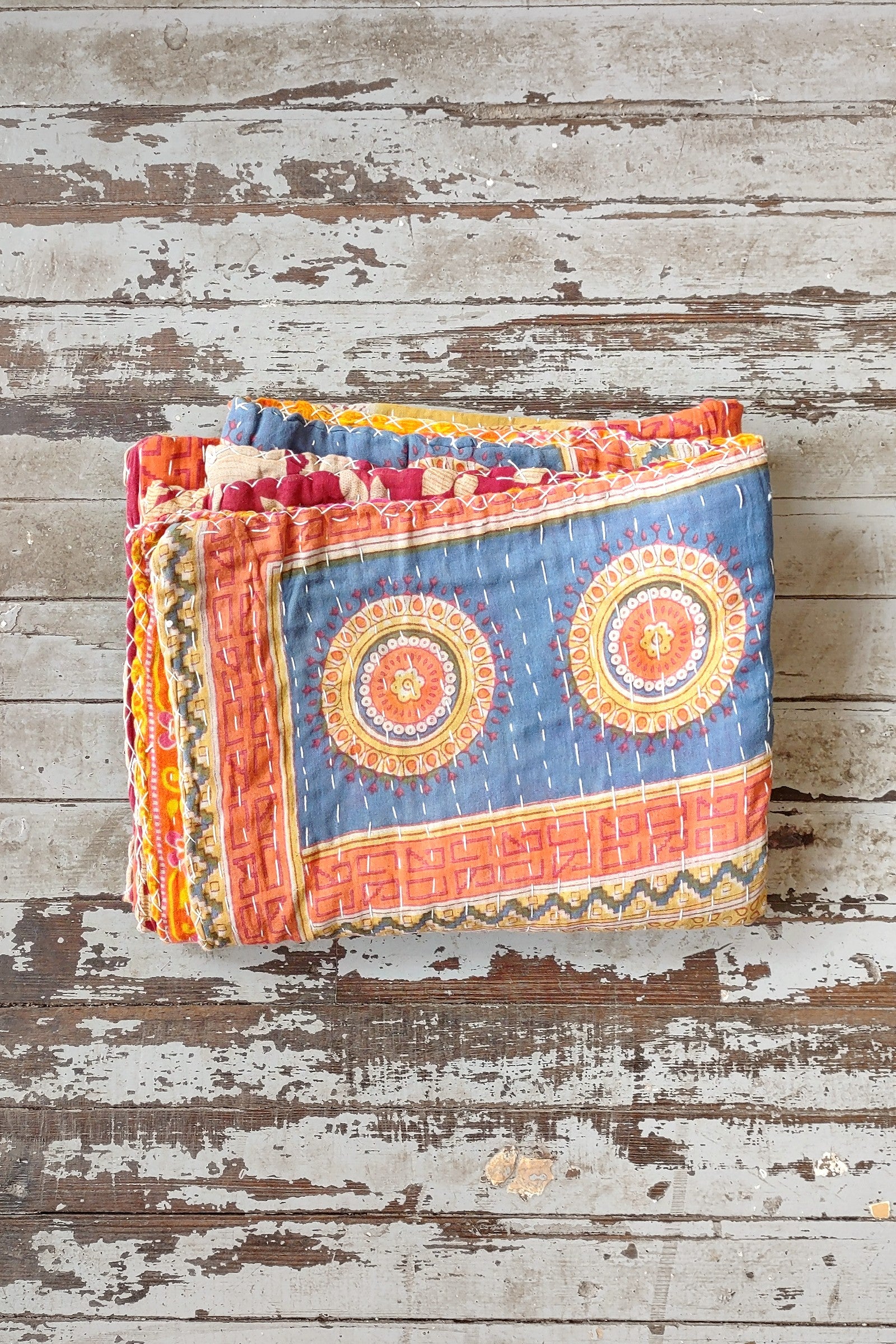 Kantha Sari Throw Blanket #1441