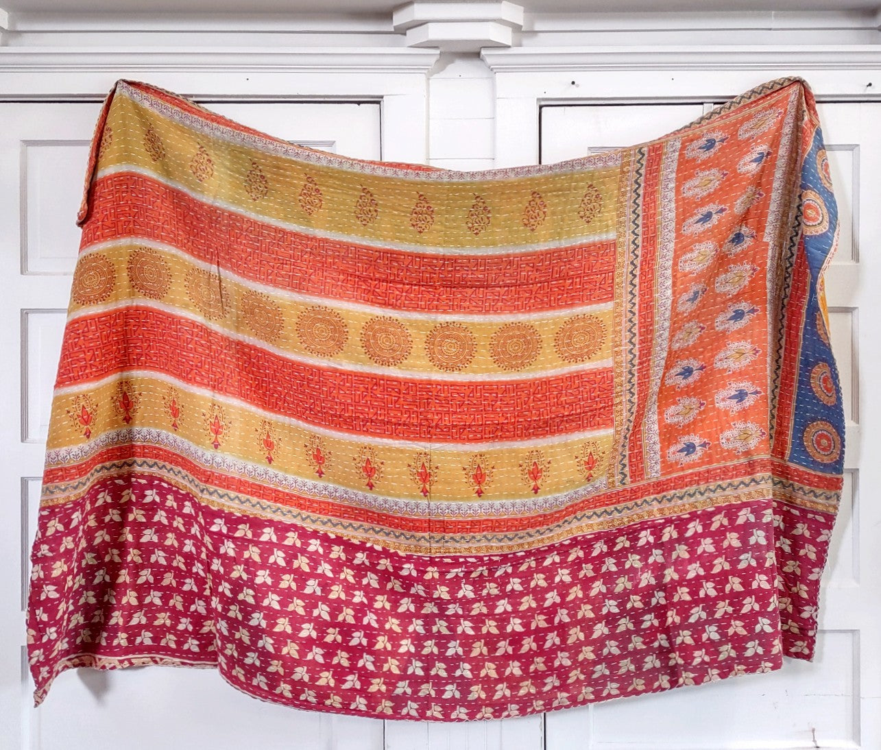 Kantha Sari Throw Blanket #1441