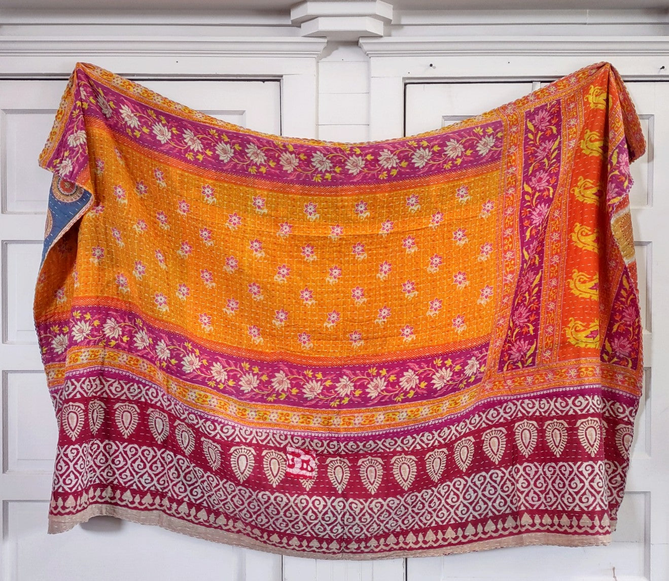 Kantha Sari Throw Blanket #1441