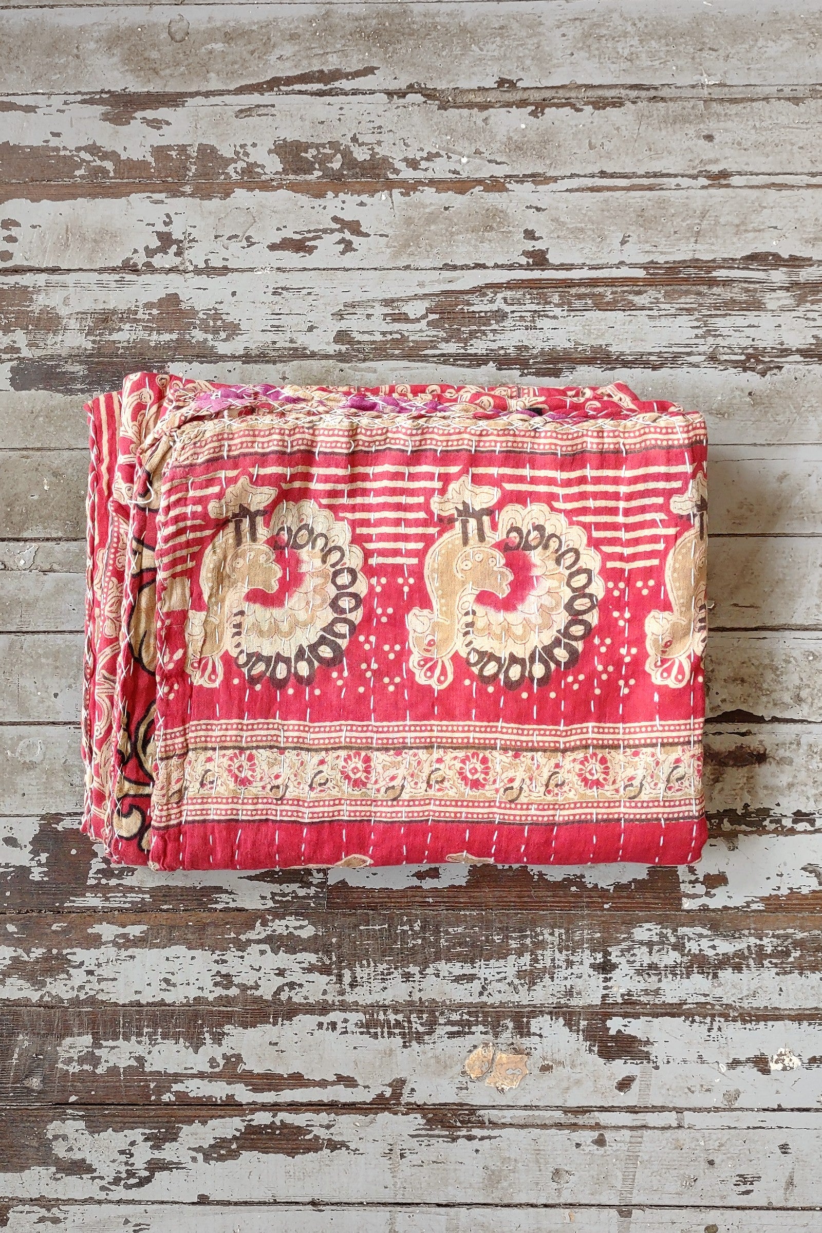 Kantha Sari Throw Blanket #1442