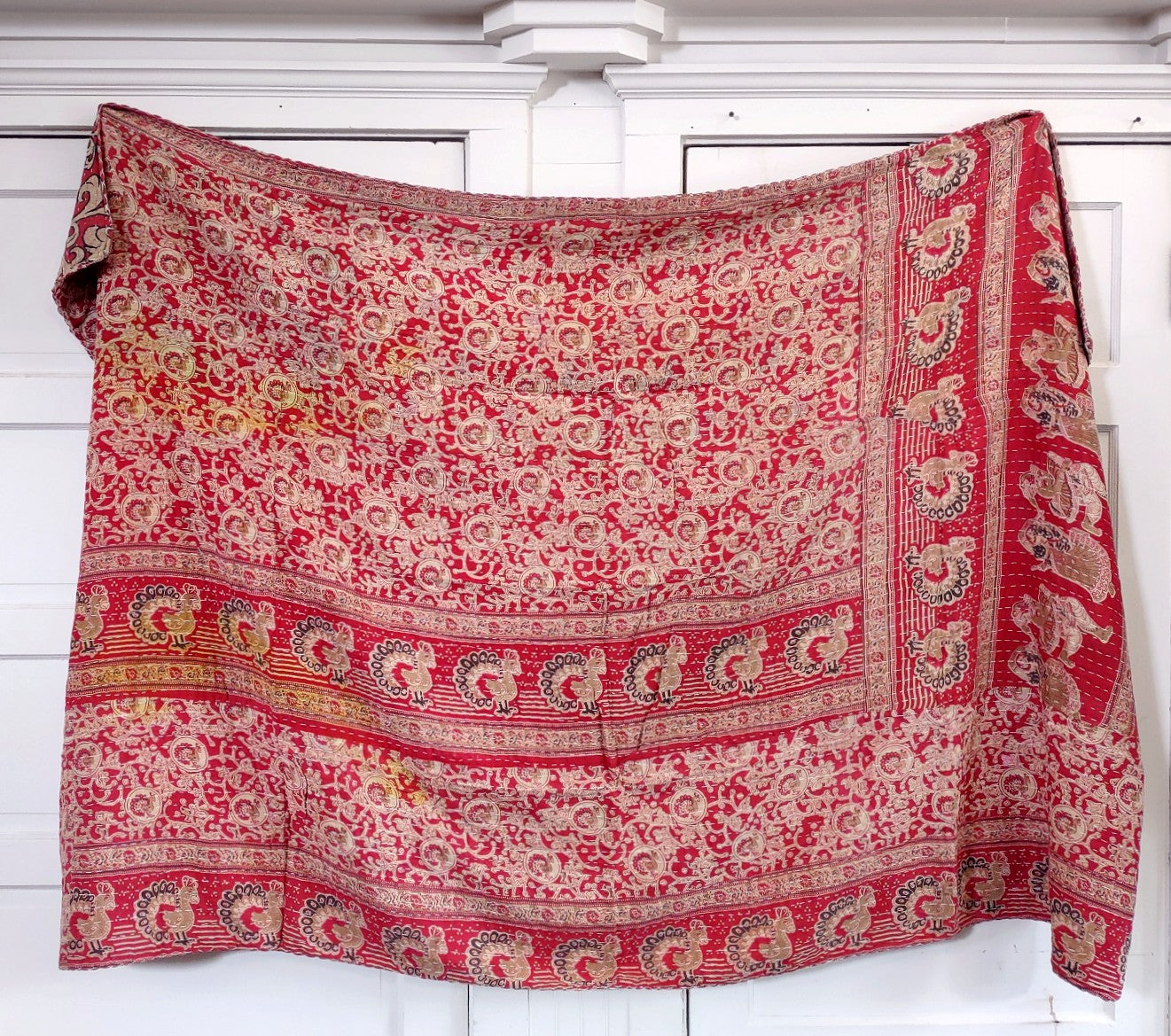 Kantha Sari Throw Blanket #1442