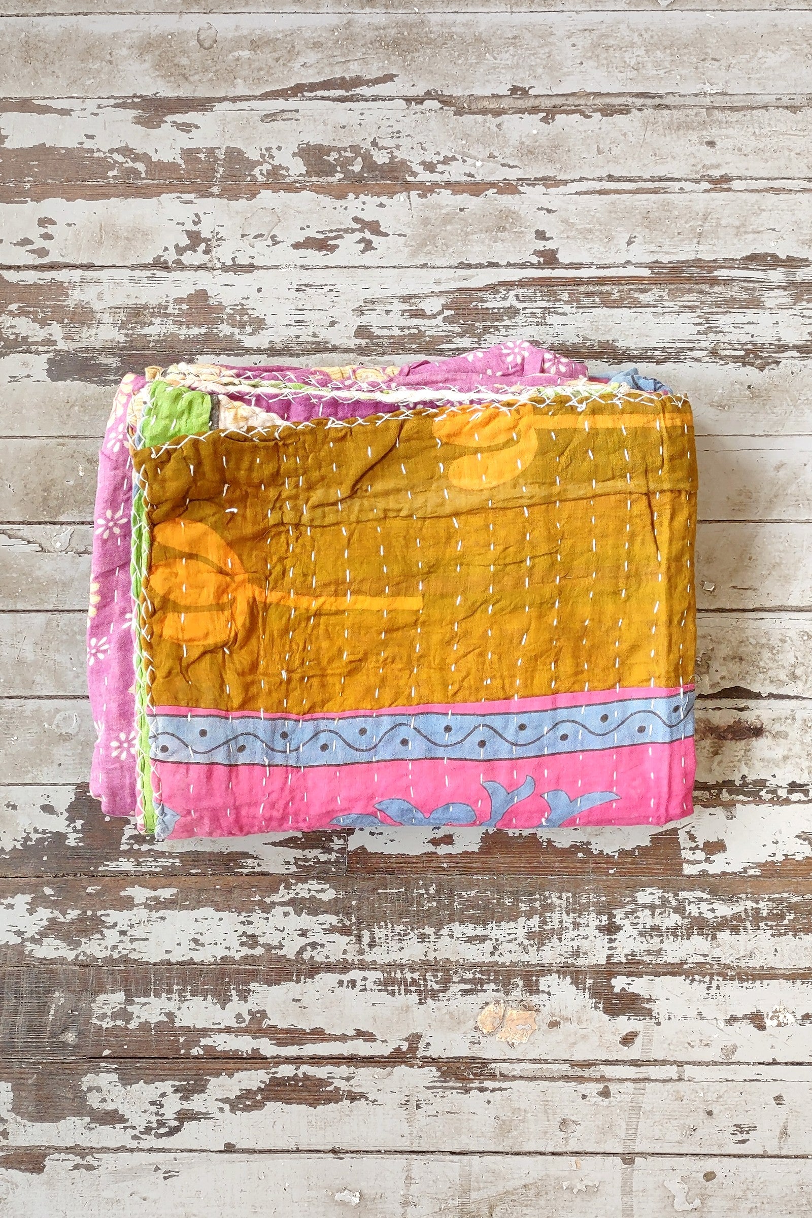 Kantha Sari Throw Blanket #1443