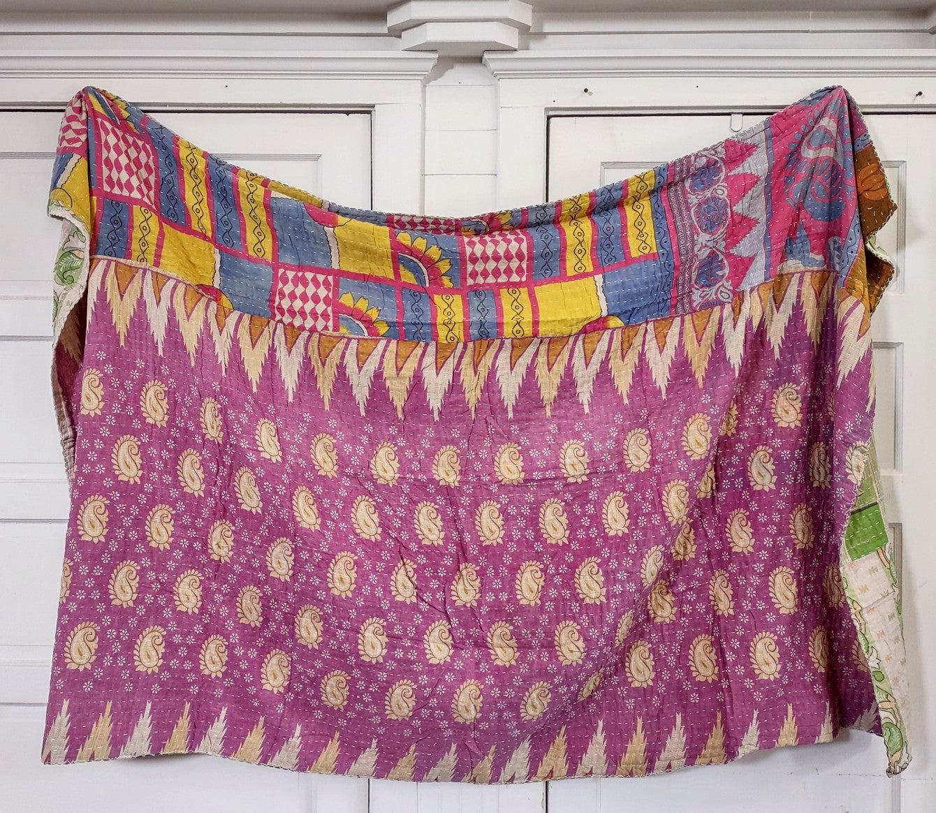 Kantha Sari Throw Blanket #1443