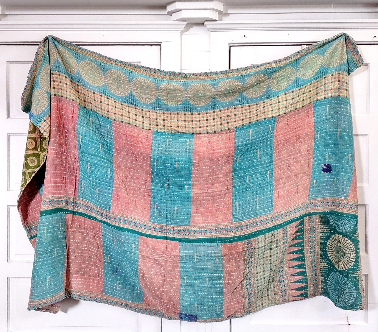 Kantha Sari Throw Blanket #1444