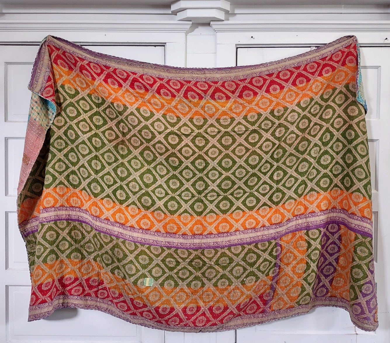 Kantha Sari Throw Blanket #1444