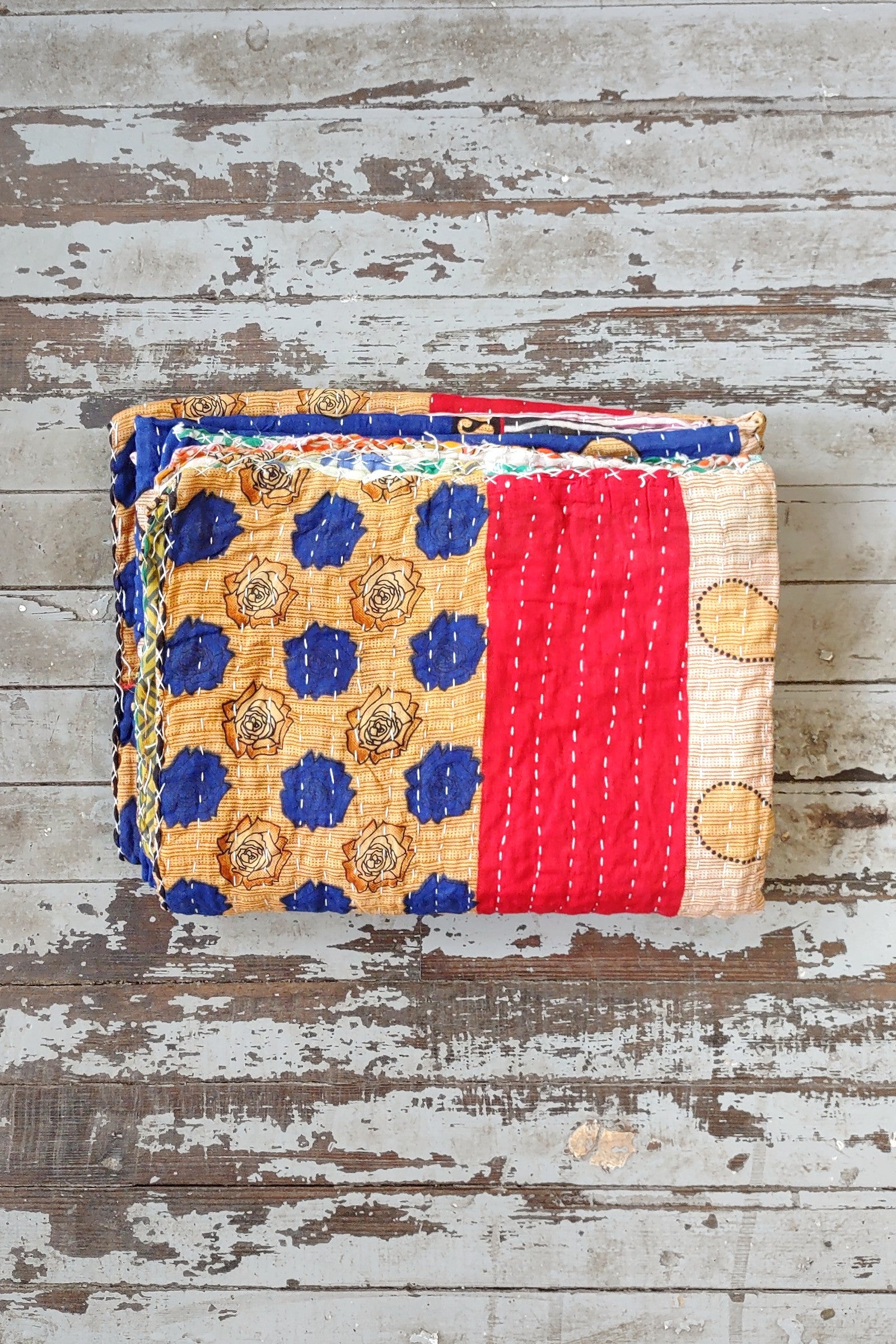 Kantha Sari Throw Blanket #1446