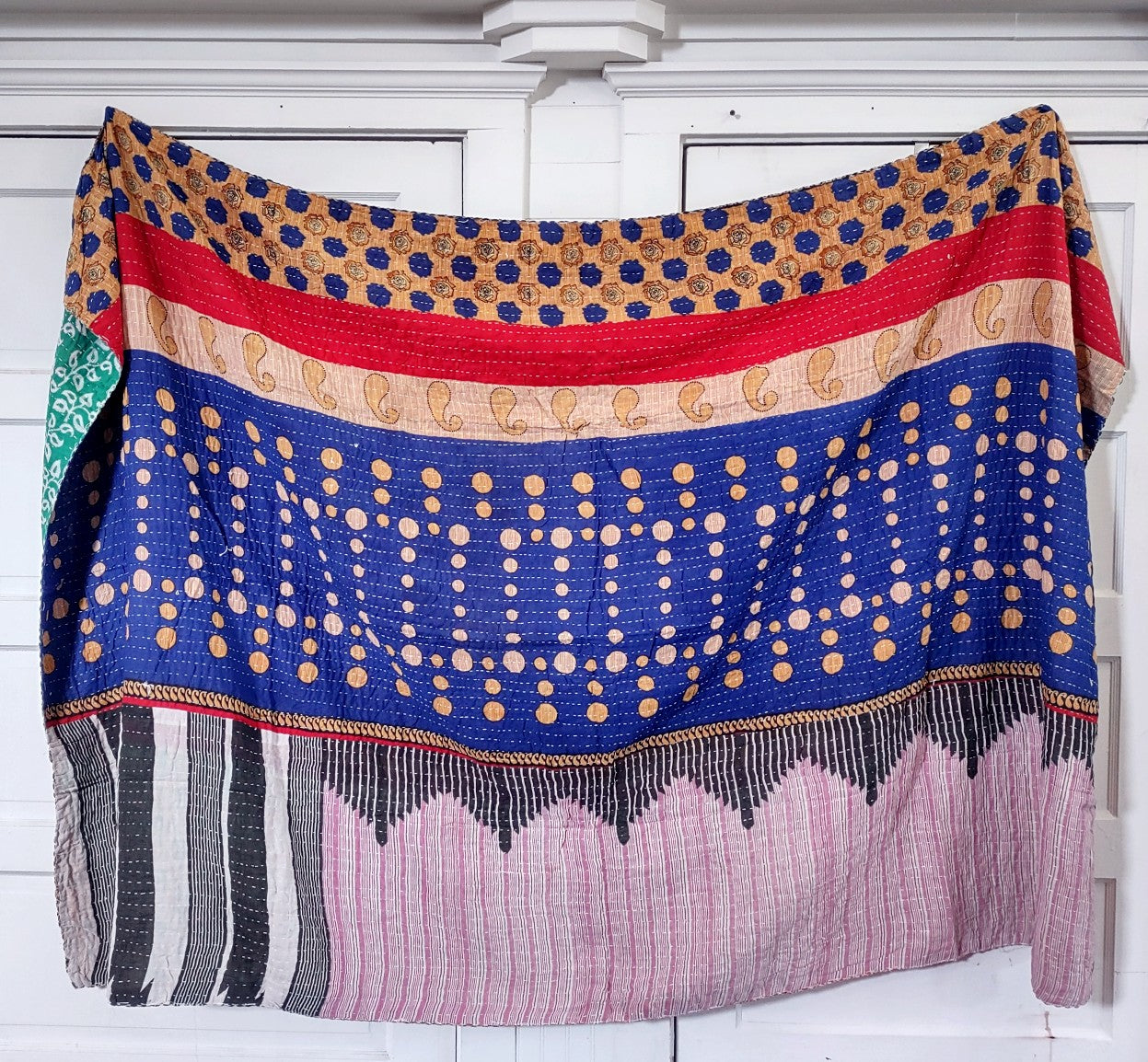 Kantha Sari Throw Blanket #1446