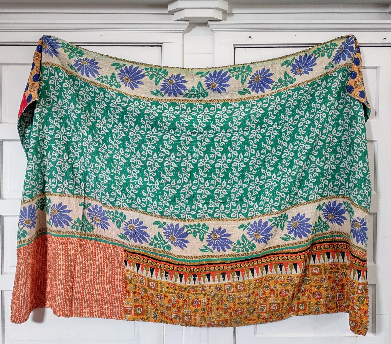 Kantha Sari Throw Blanket #1446