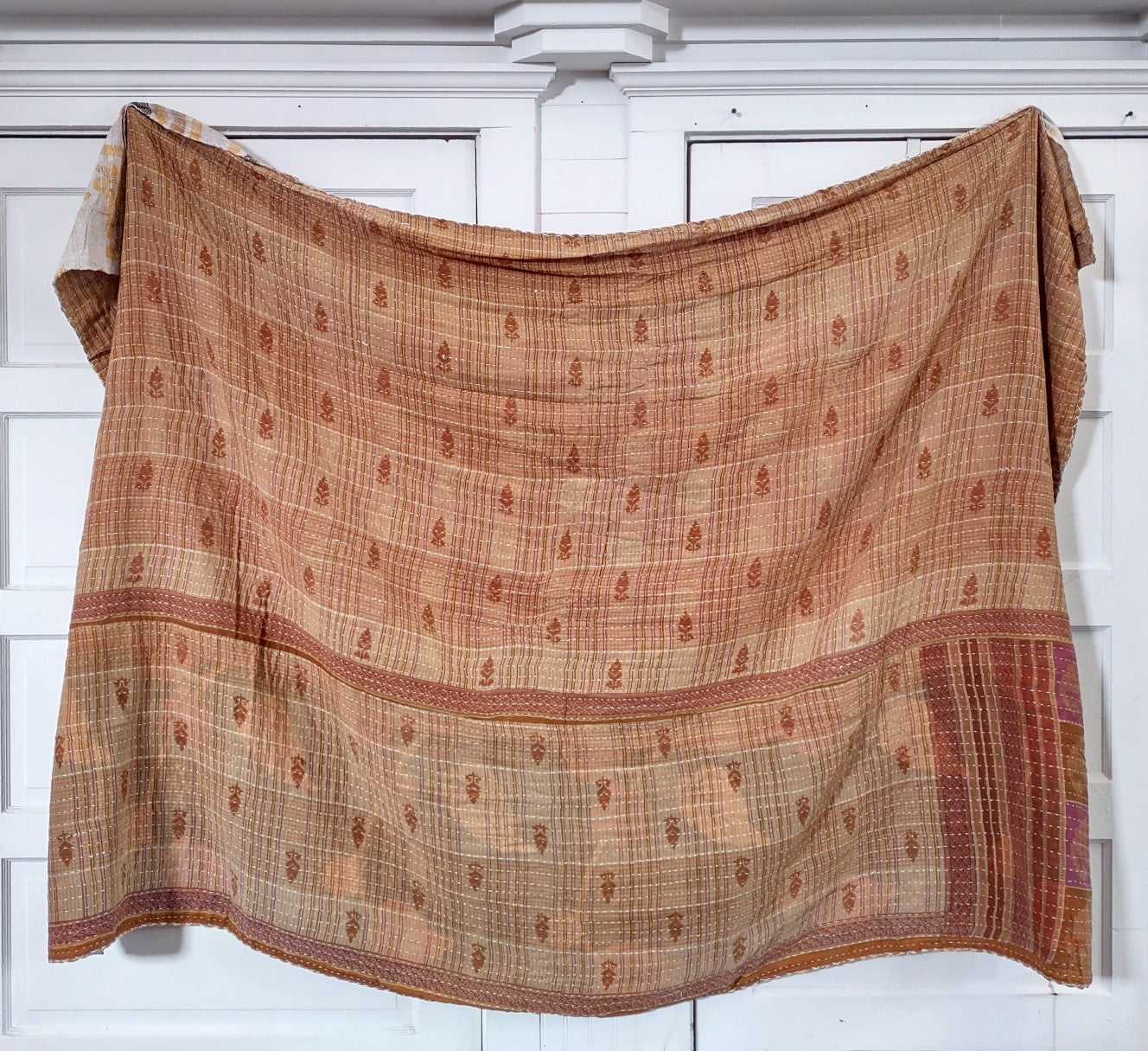 Kantha Sari Throw Blanket #1447