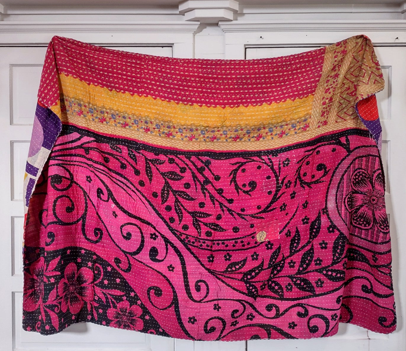 Kantha Sari Throw Blanket #1449