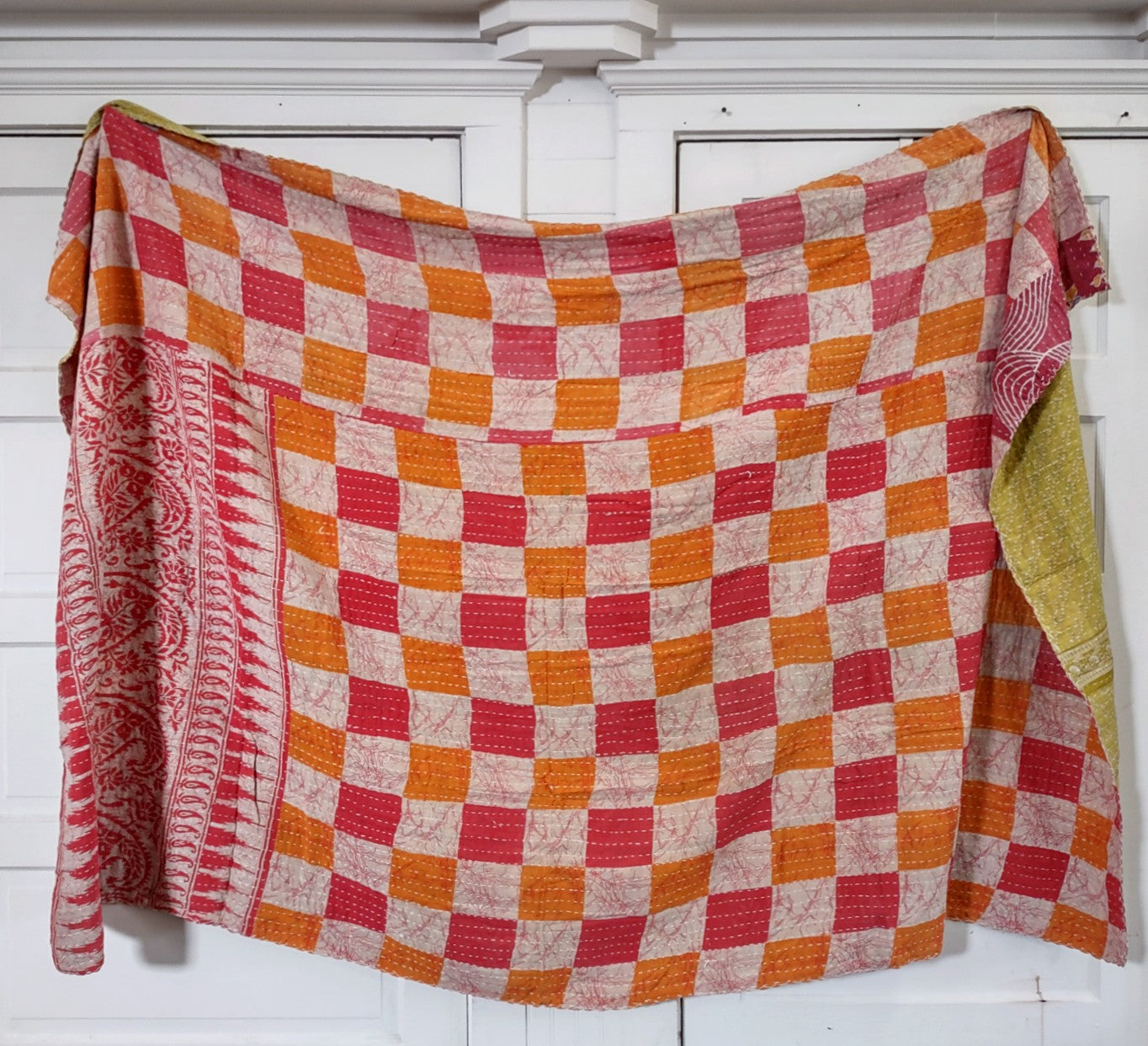 Kantha Sari Throw Blanket #1450