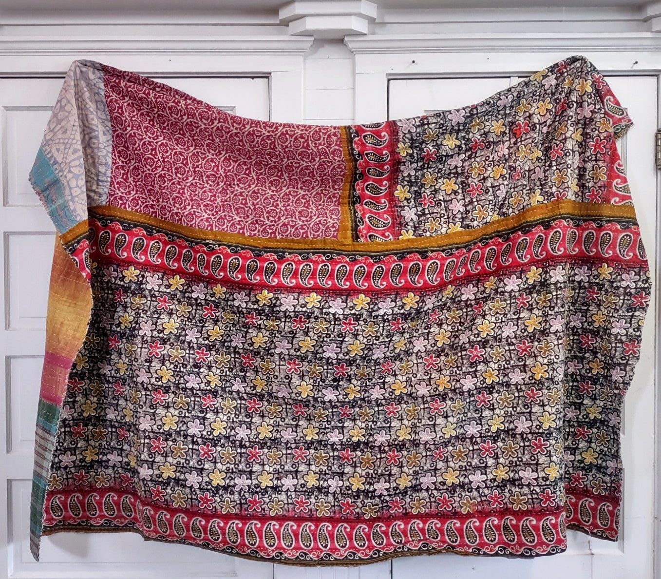 Kantha Sari Throw Blanket #1458